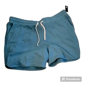 NWT Land's EndSerious Sweats Comfy Cotton Drawstring Waist Shorts Green Size XXL